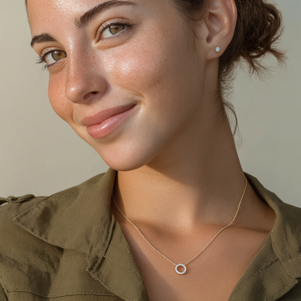 שרשרת אלה – שרשרת זהב עם תליון עיגול משובץ זרקונים