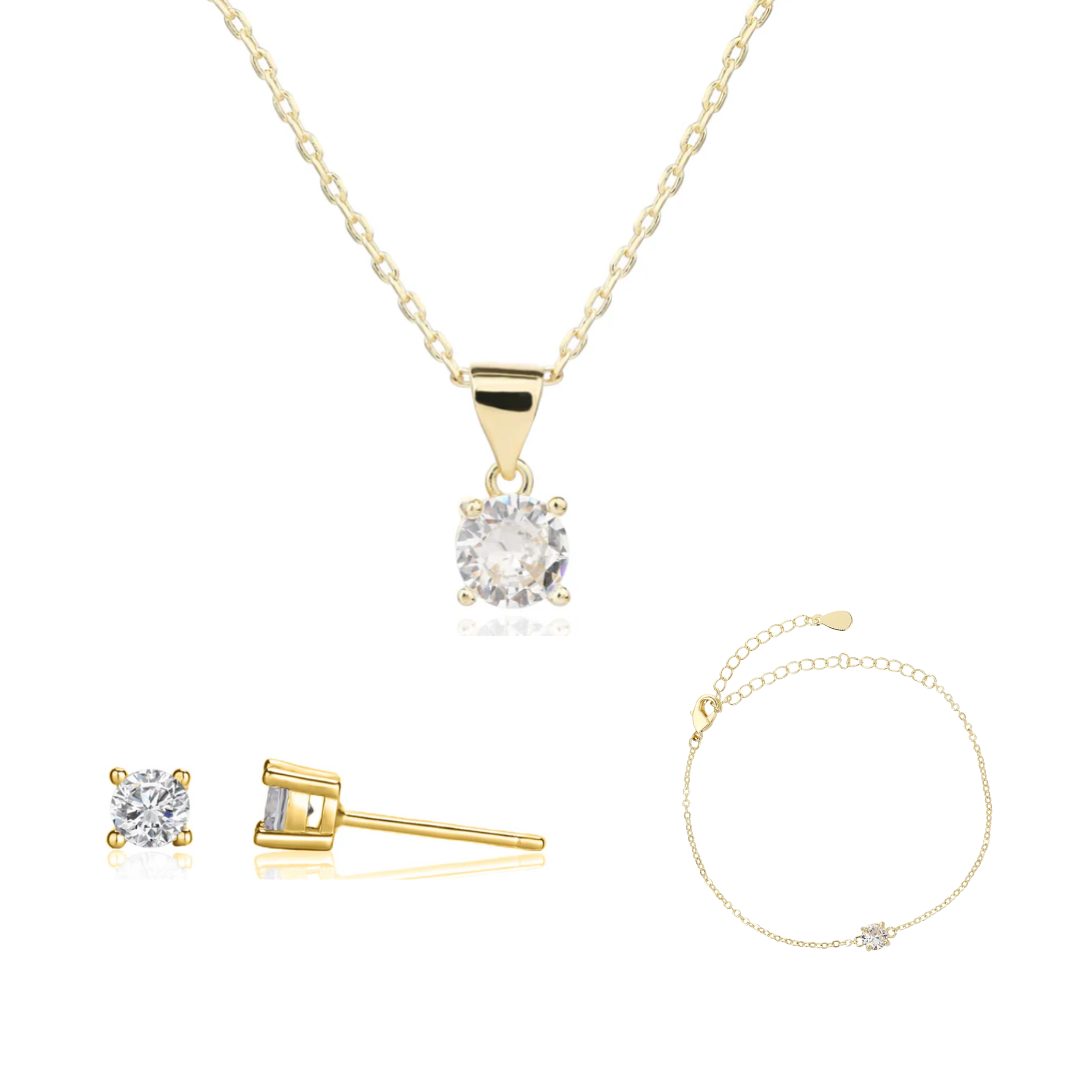 מתנת סט תכשיטי זרקון זהב לטירונות