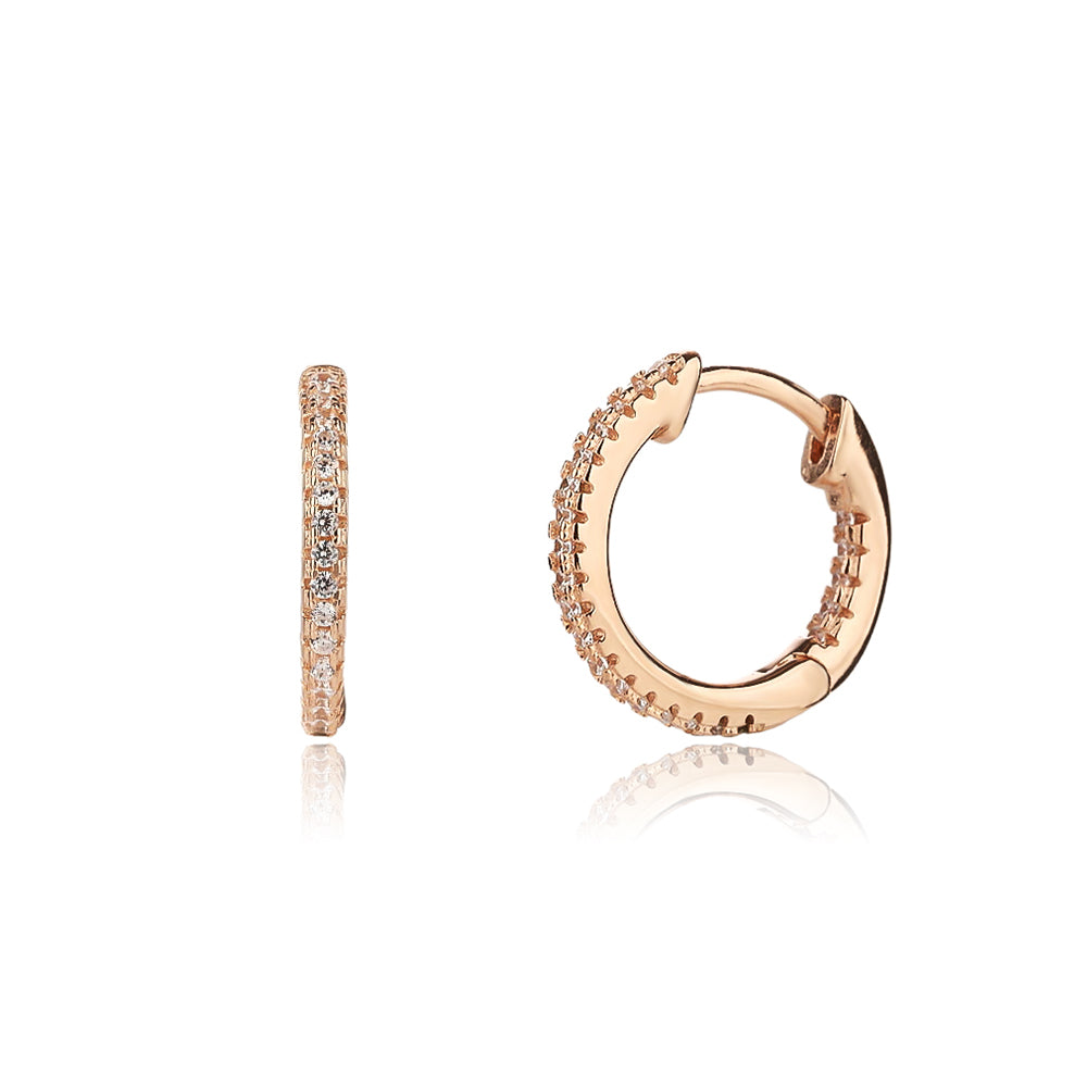 חישוקי כסף 925 בציפוי רוז גולד עם זרקונים (8 מ"מ)