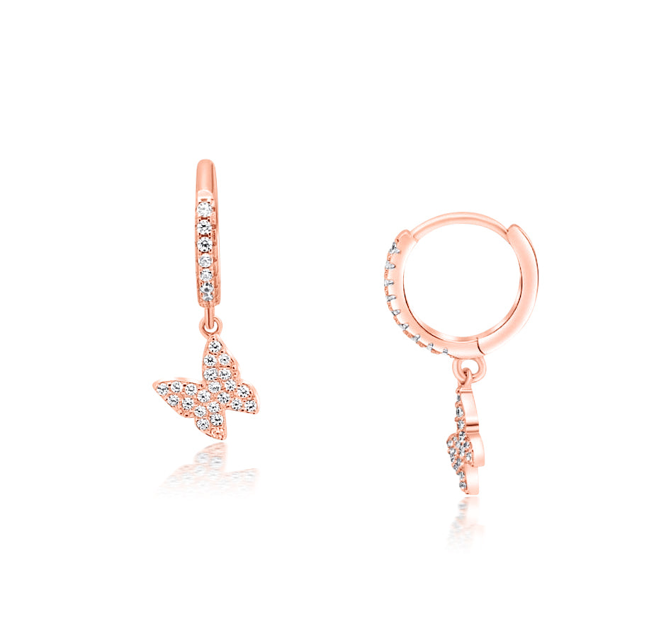 עגילי פרפר נופלים- כסף אמיתי 925