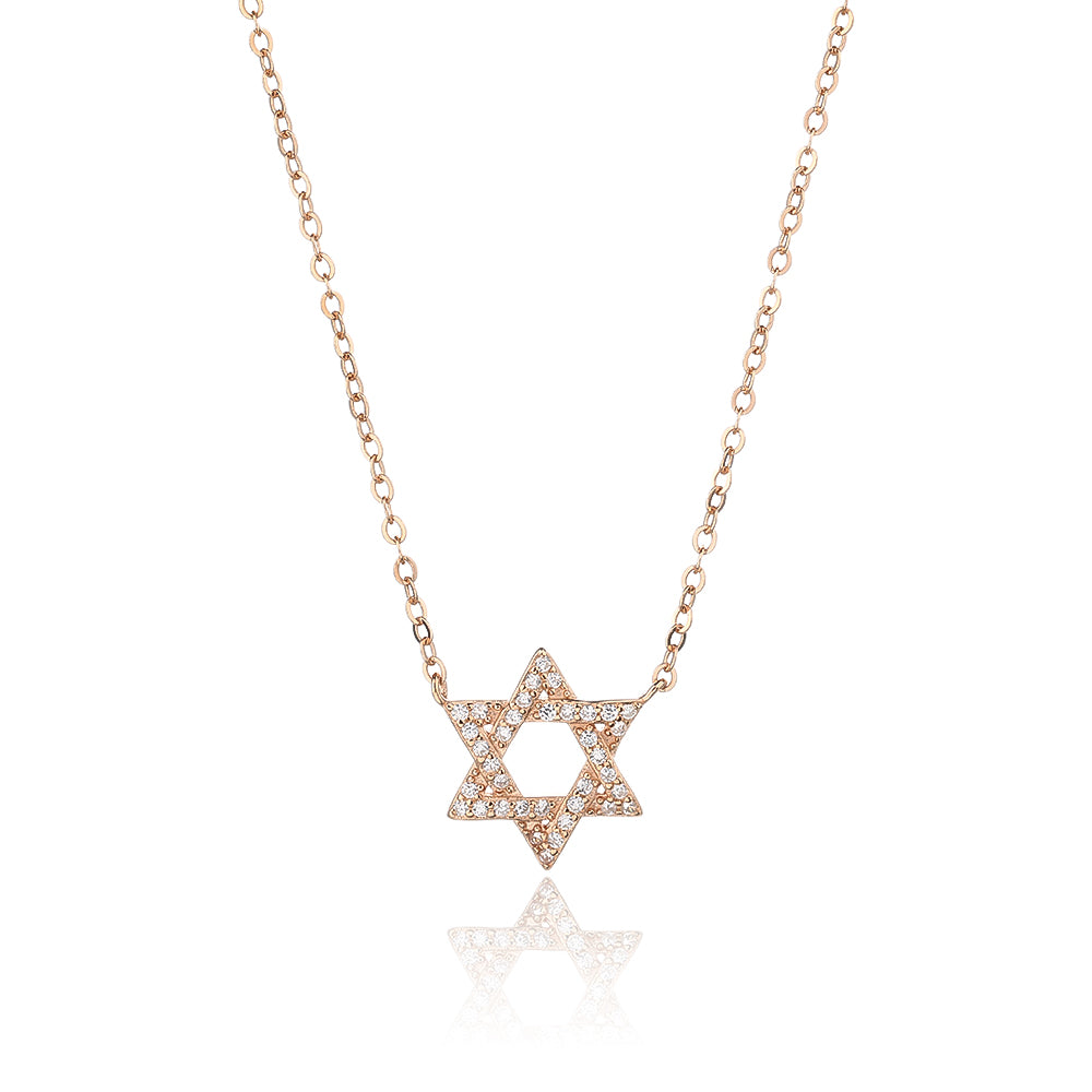 שרשרת מגן דויד- כסף אמיתי 925 בציפוי זהב אדום