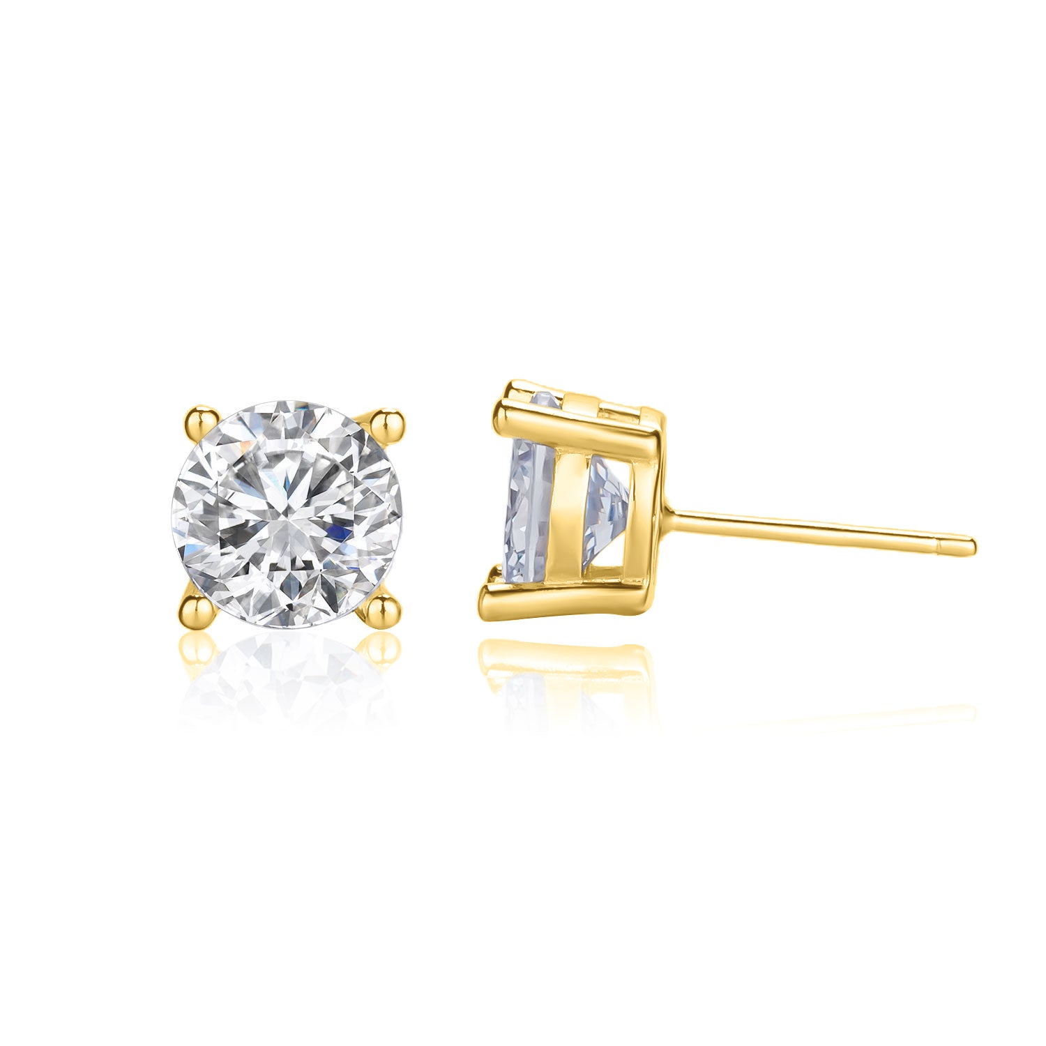 עגילי זרקון צמודים- זהב