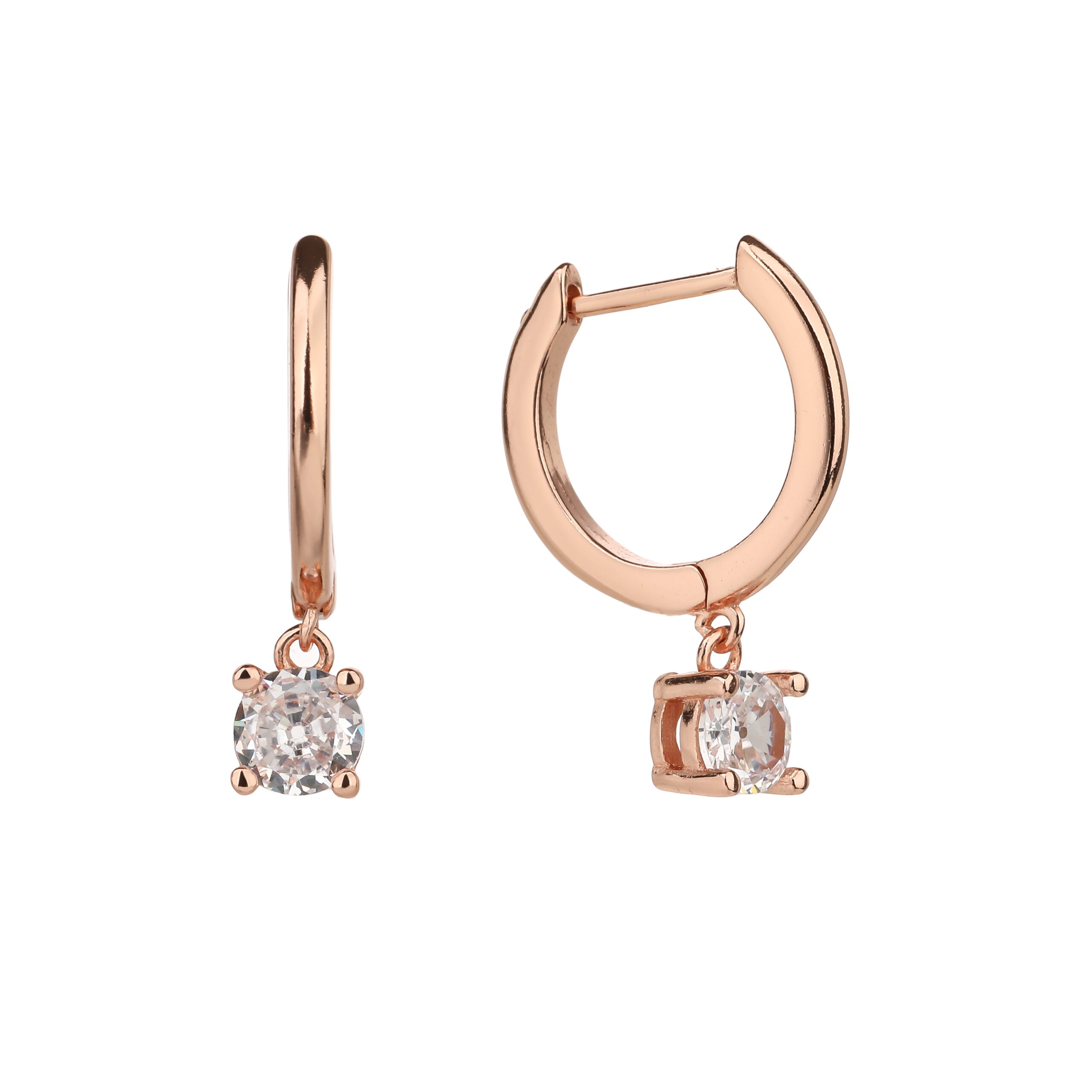 עגילי חישוק זרקון- כסף אמיתי 925 בציפוי רוז גולד