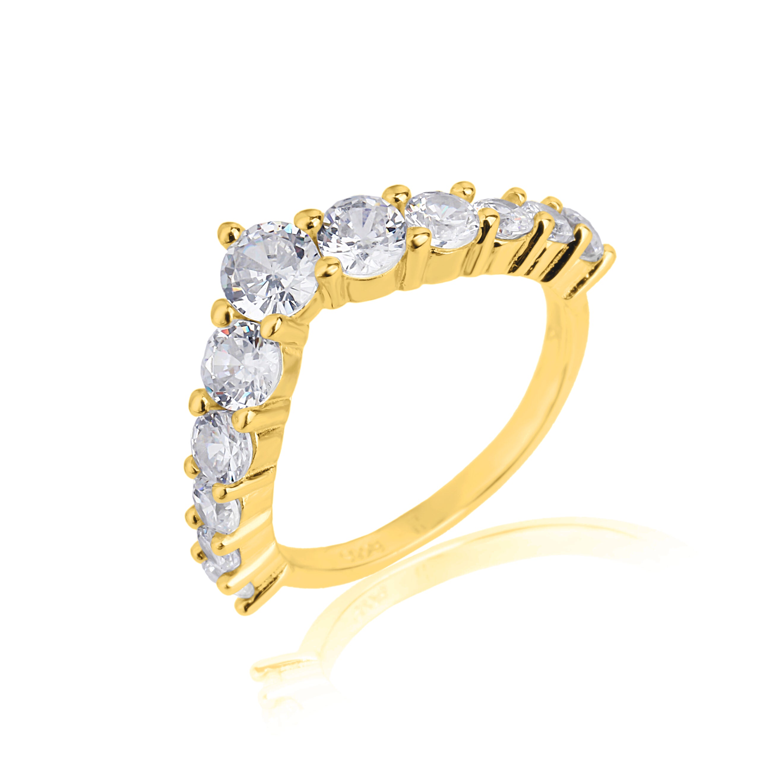 טבעת וי קלאסית- זהב