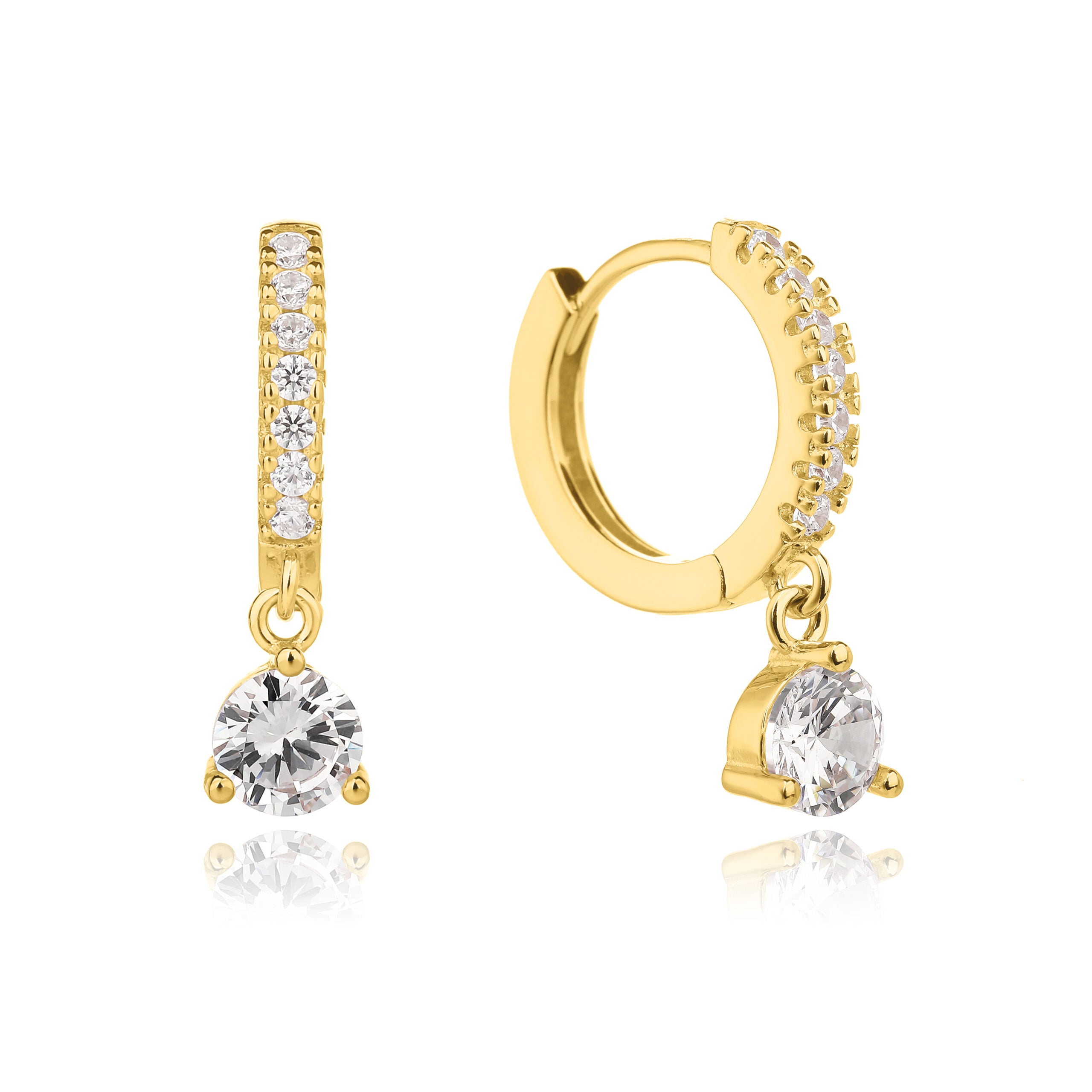 עגילי חישוק הזרקון- זהב