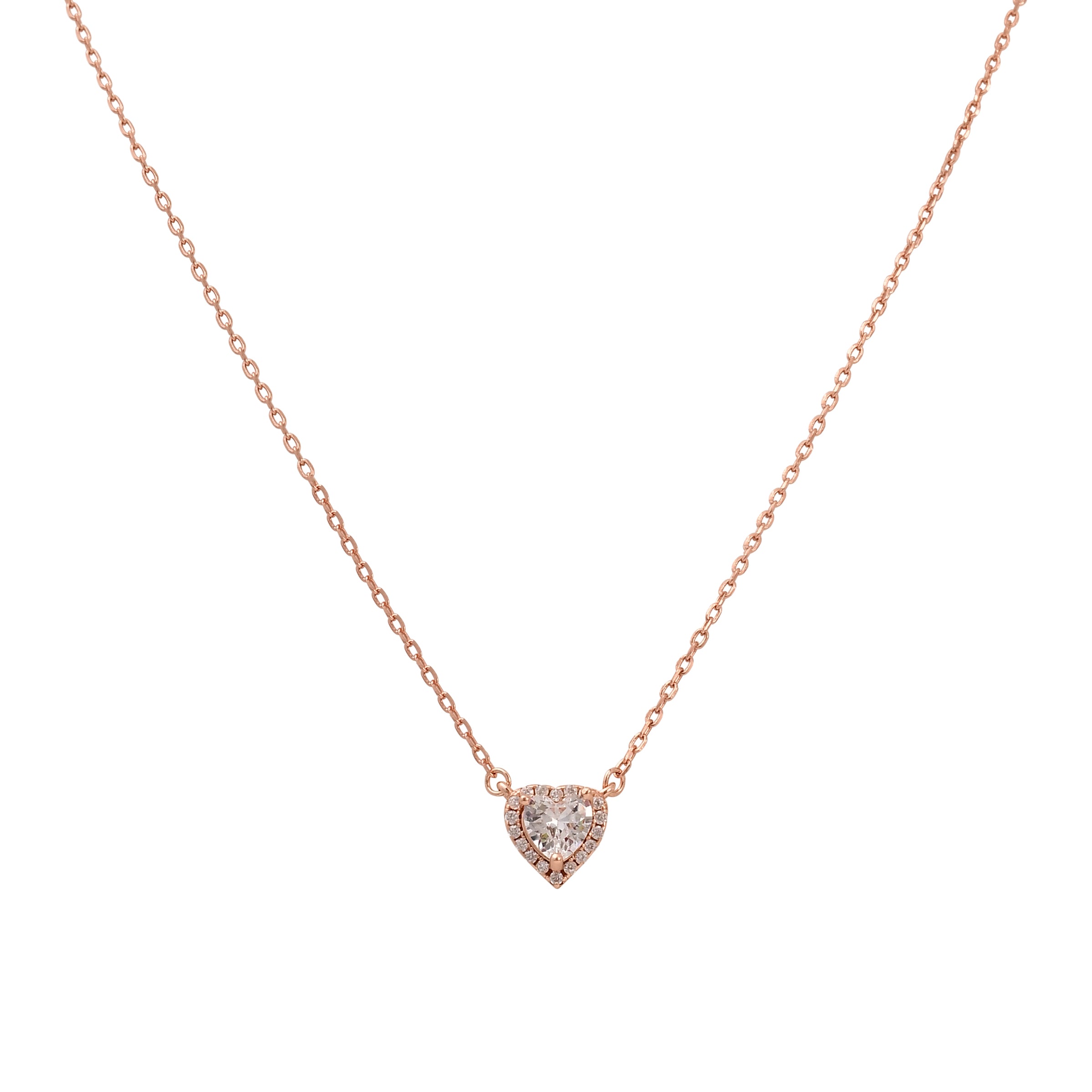 שרשרת לב- כסף אמיתי 925 בציפוי רוז גולד