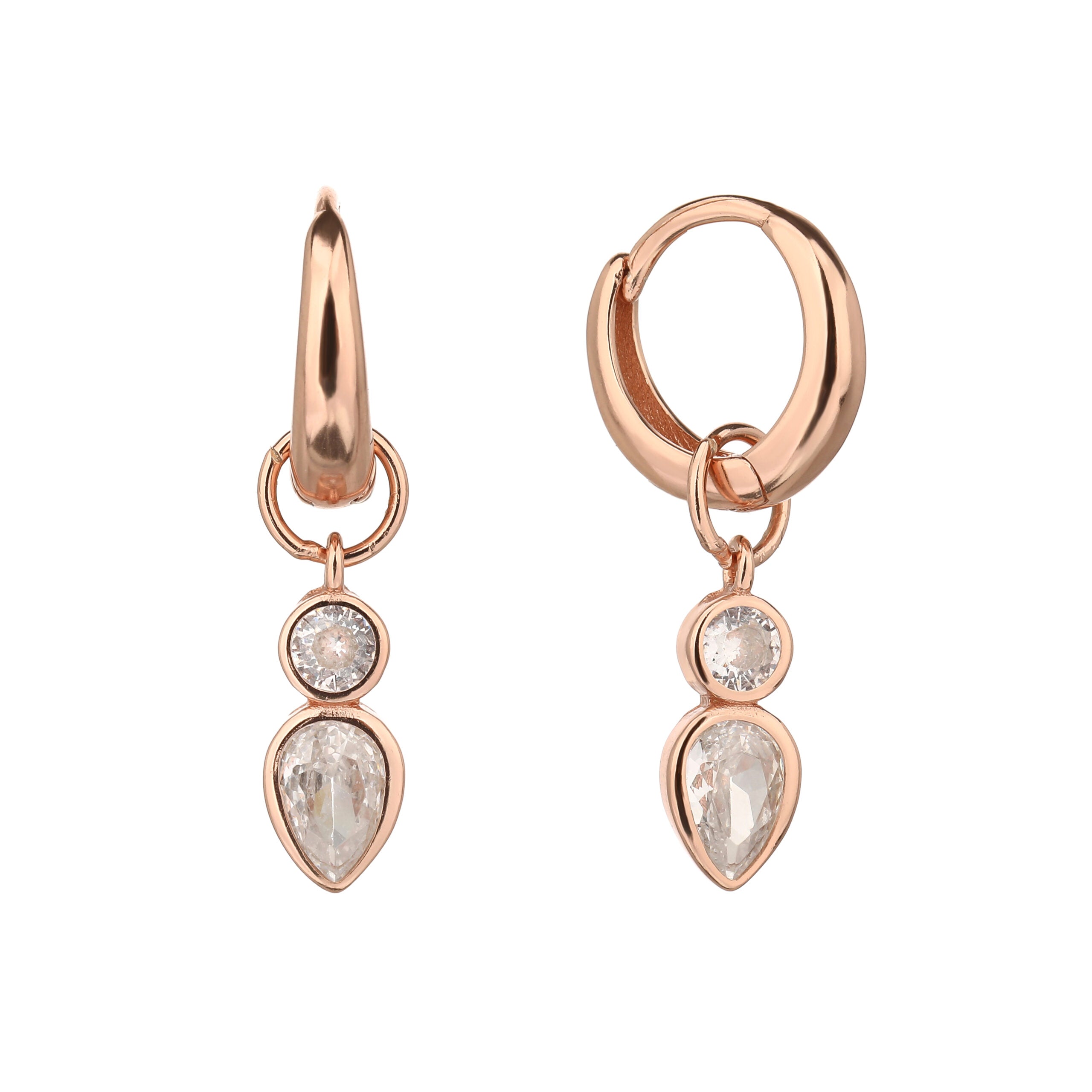 עגילי לונה- כסף אמיתי 925 בציפוי רוז גולד