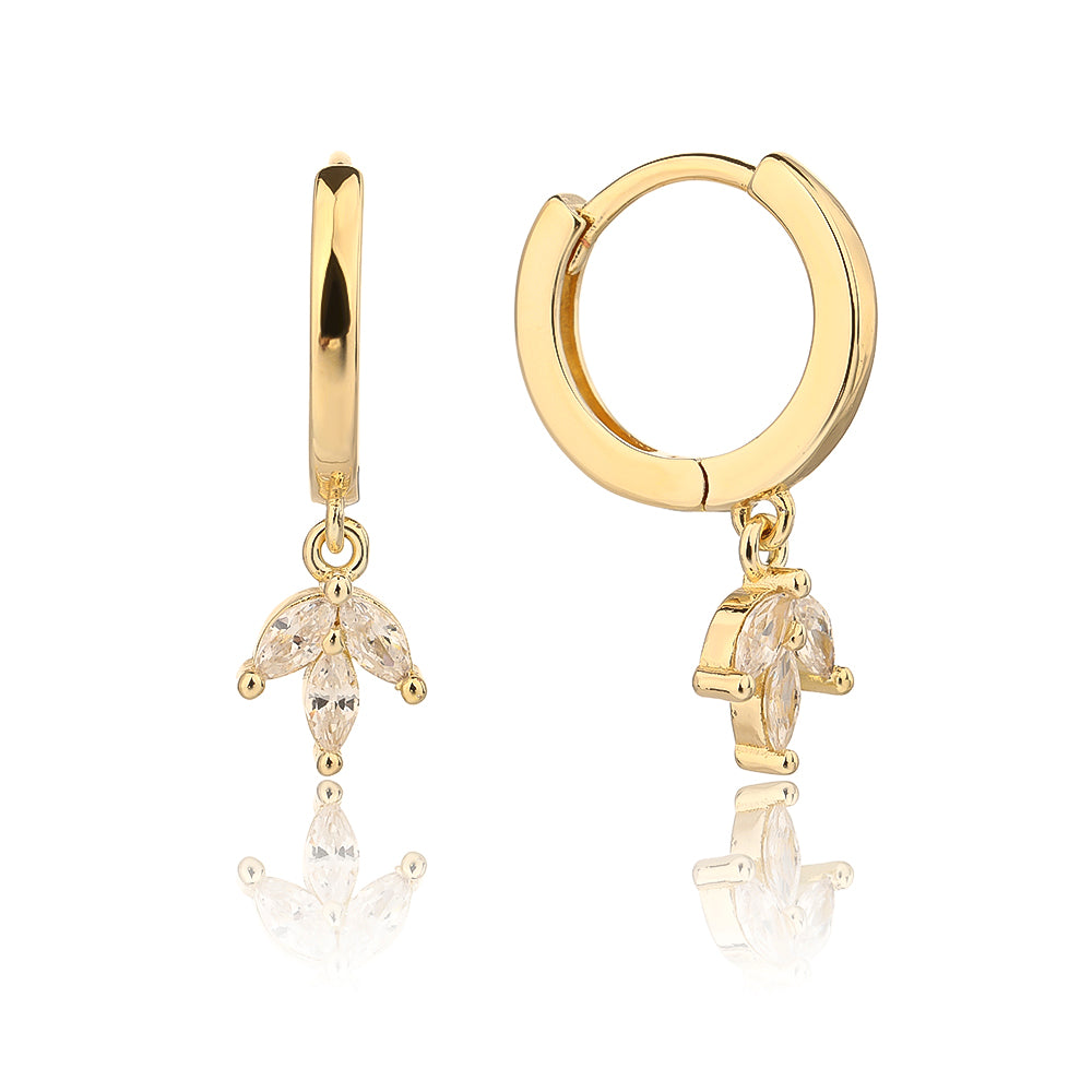 עגילי חישוק לוטוס- זהב