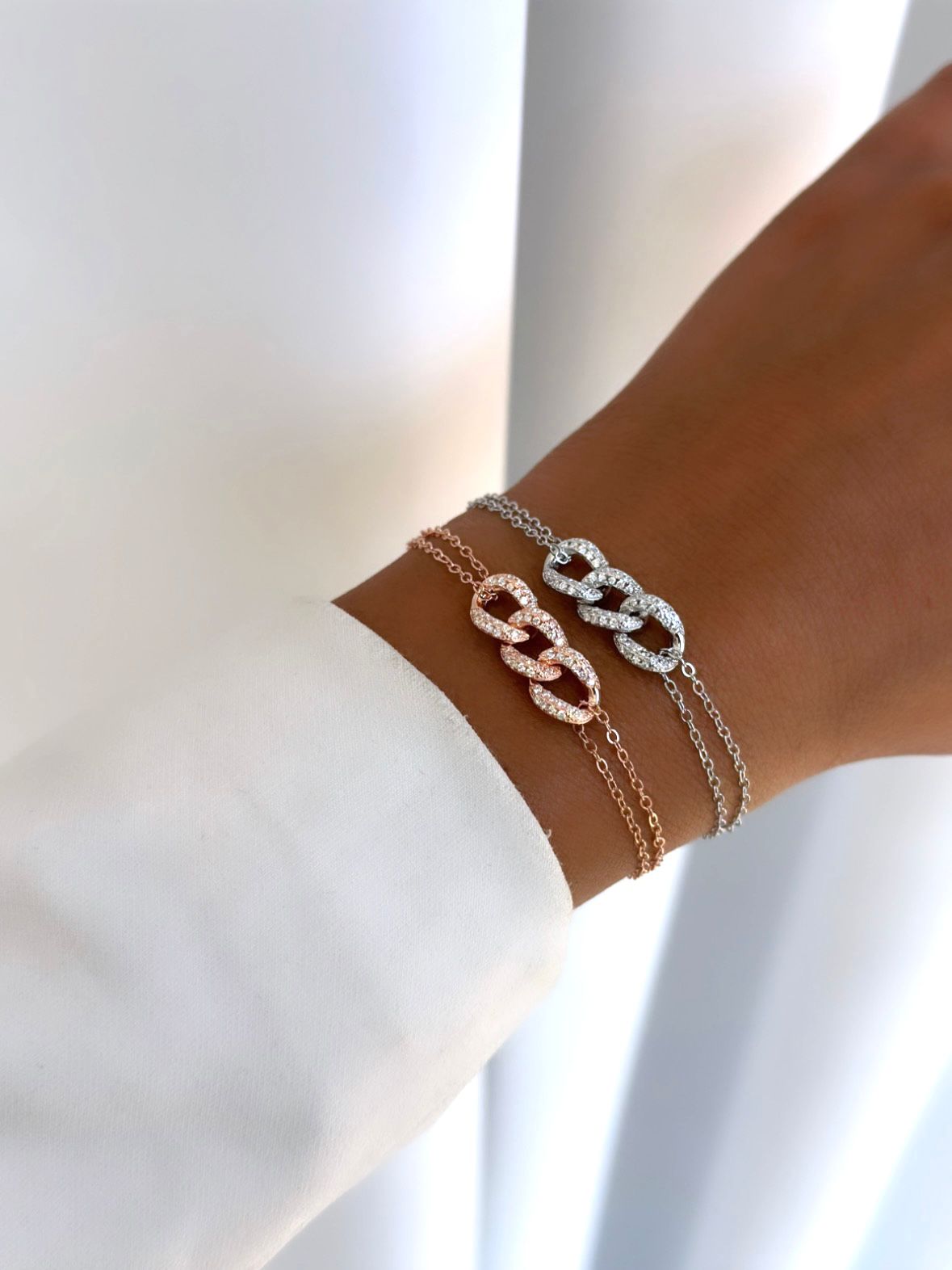 צמיד חוליות- כסף אמיתי 925 בציפוי רוז גולד