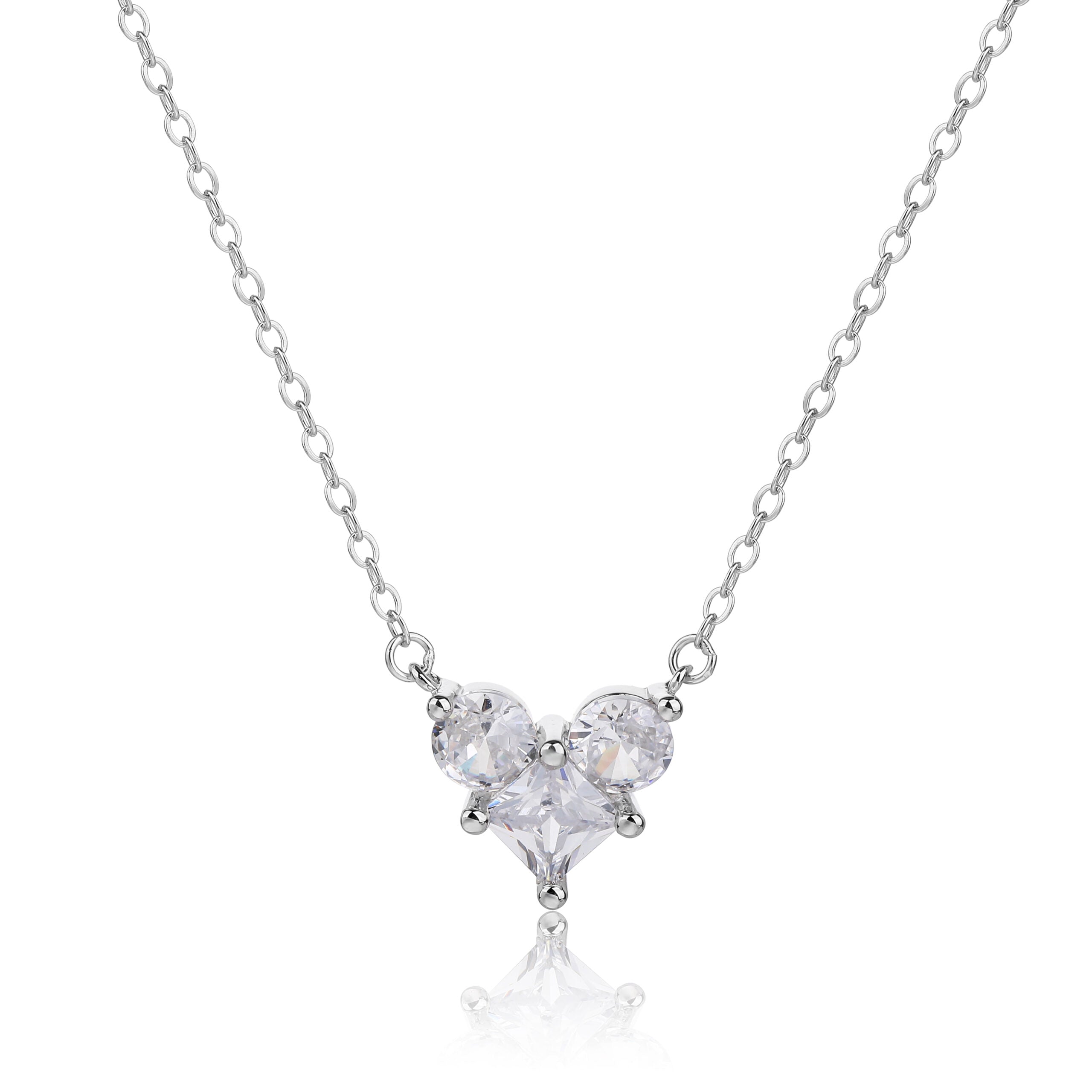 שרשרת זרקון לב- כסף אמיתי 925