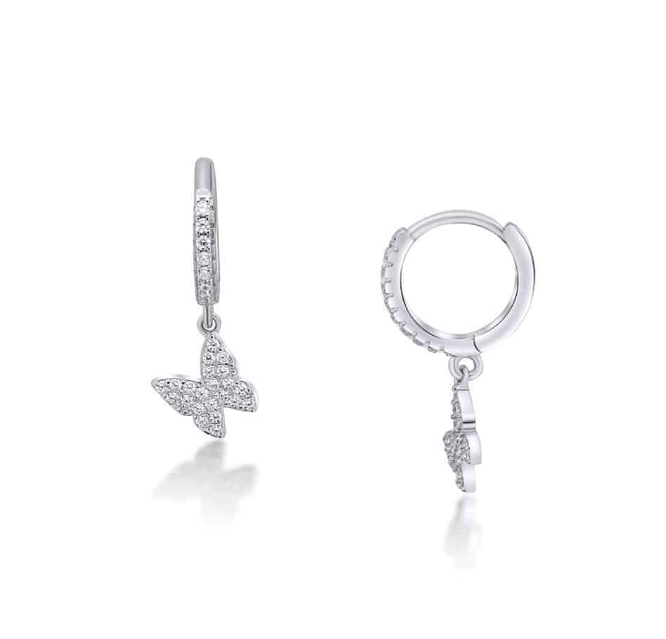 עגילי חישוק פרפר- כסף אמיתי 925