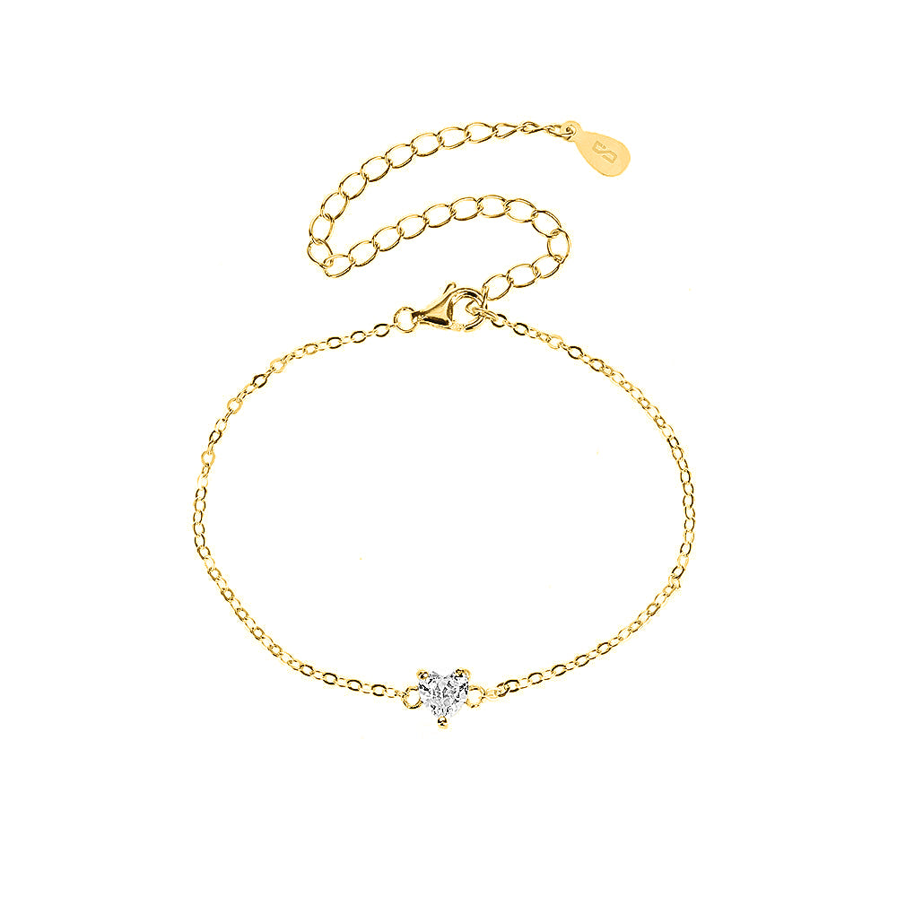 צמיד זרקון לב- זהב