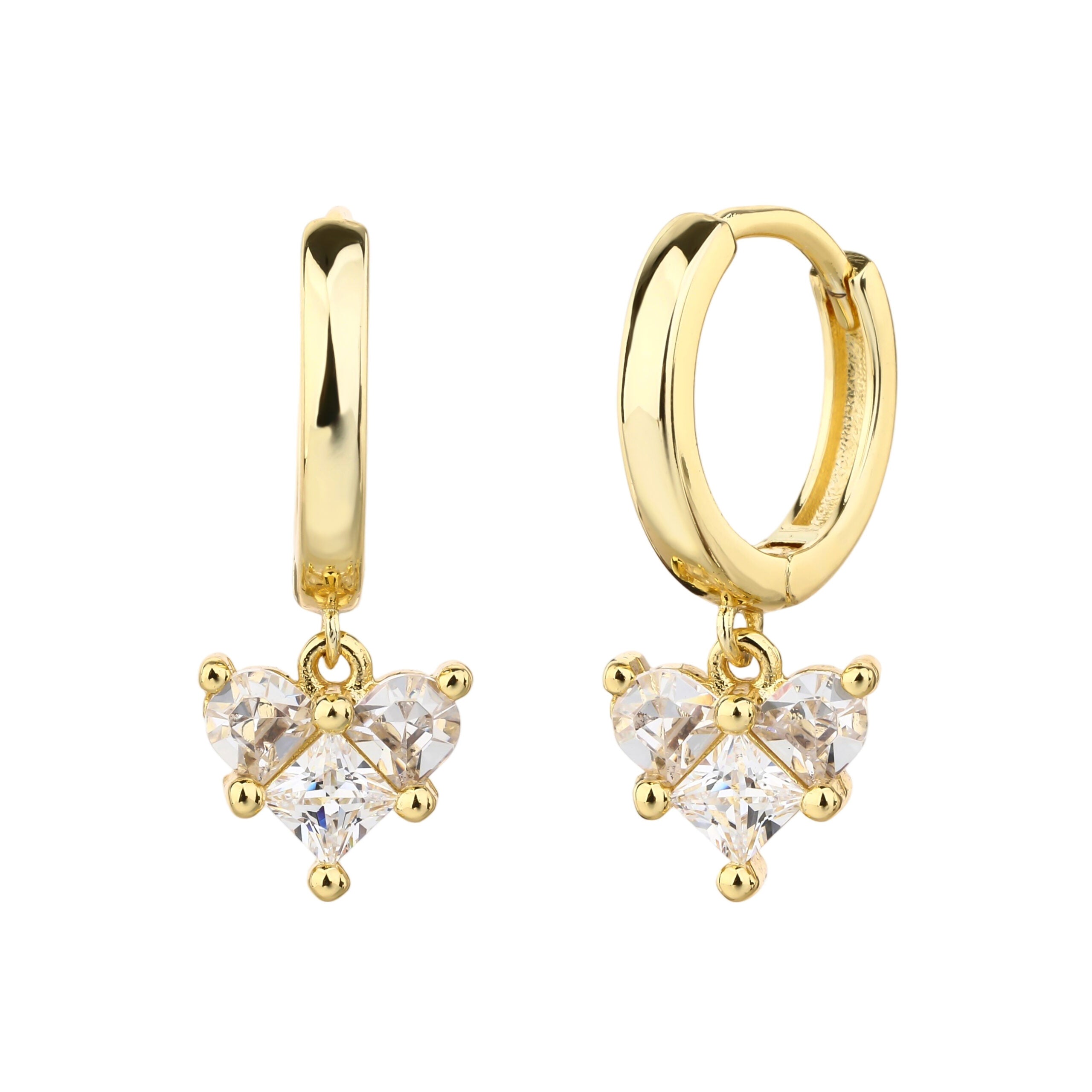 עגילי לב נופלים- זהב