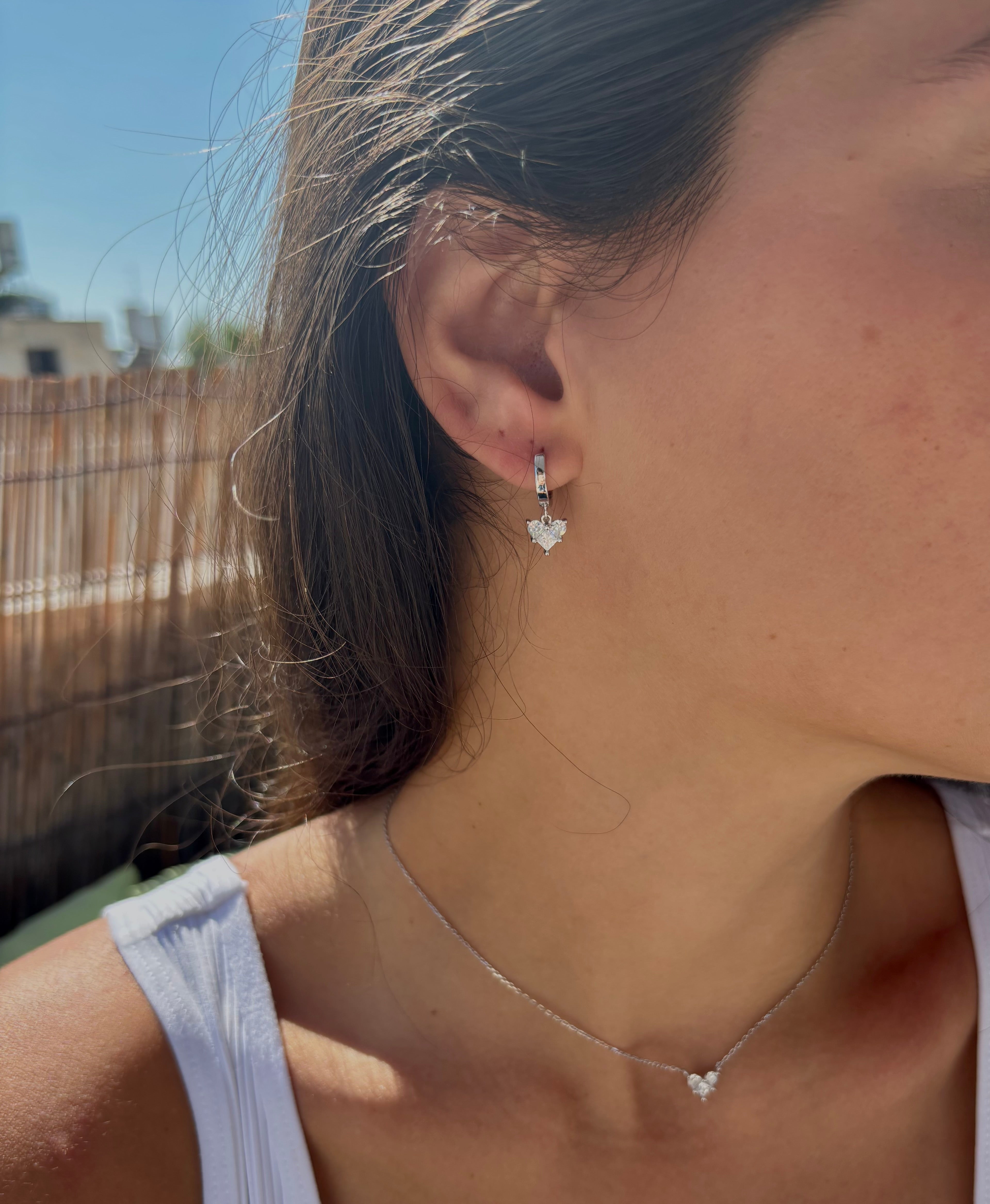 עגילי לב נופלים- כסף אמיתי 925