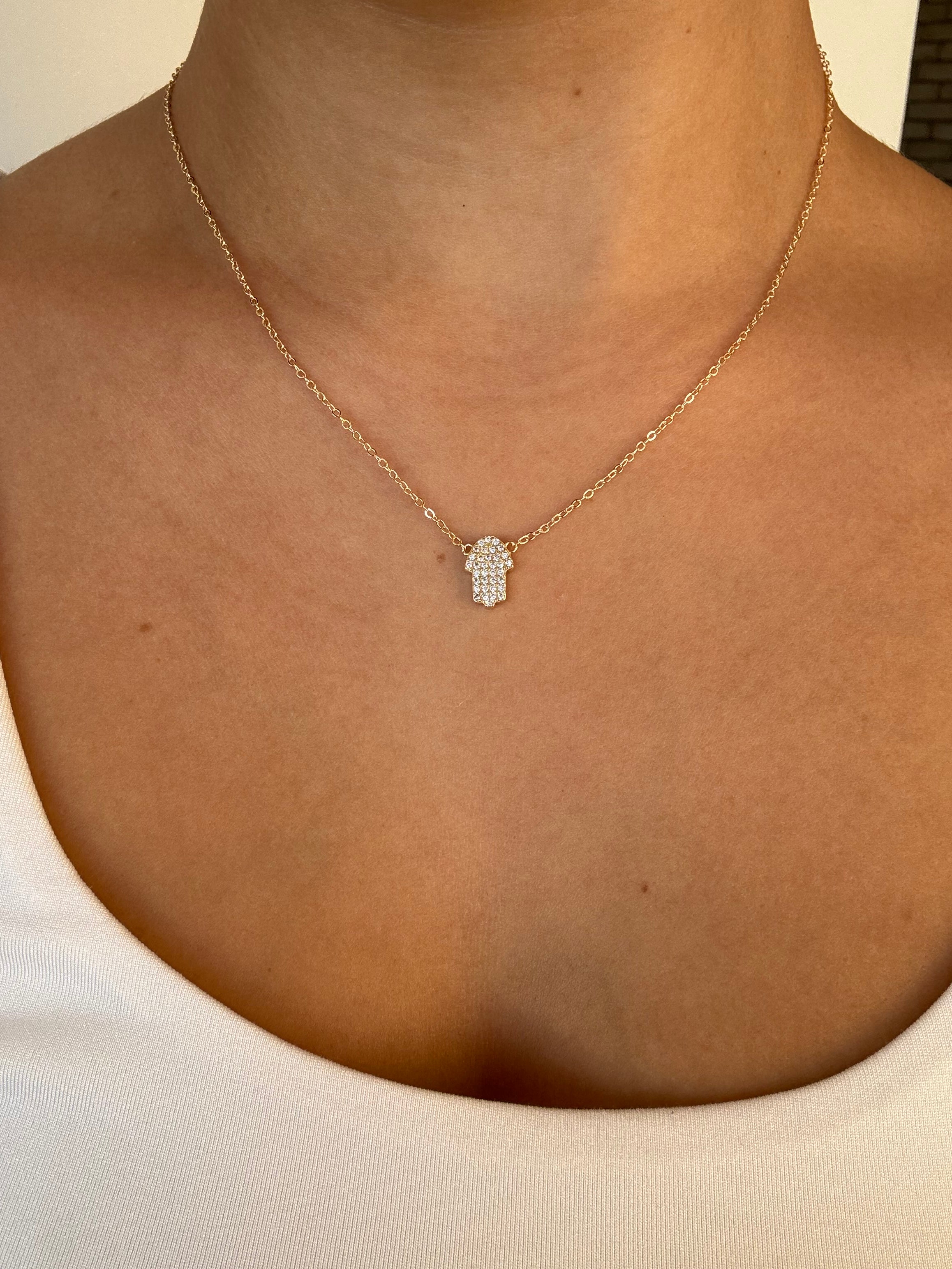 שרשרת חמסה מנצנצת- זהב