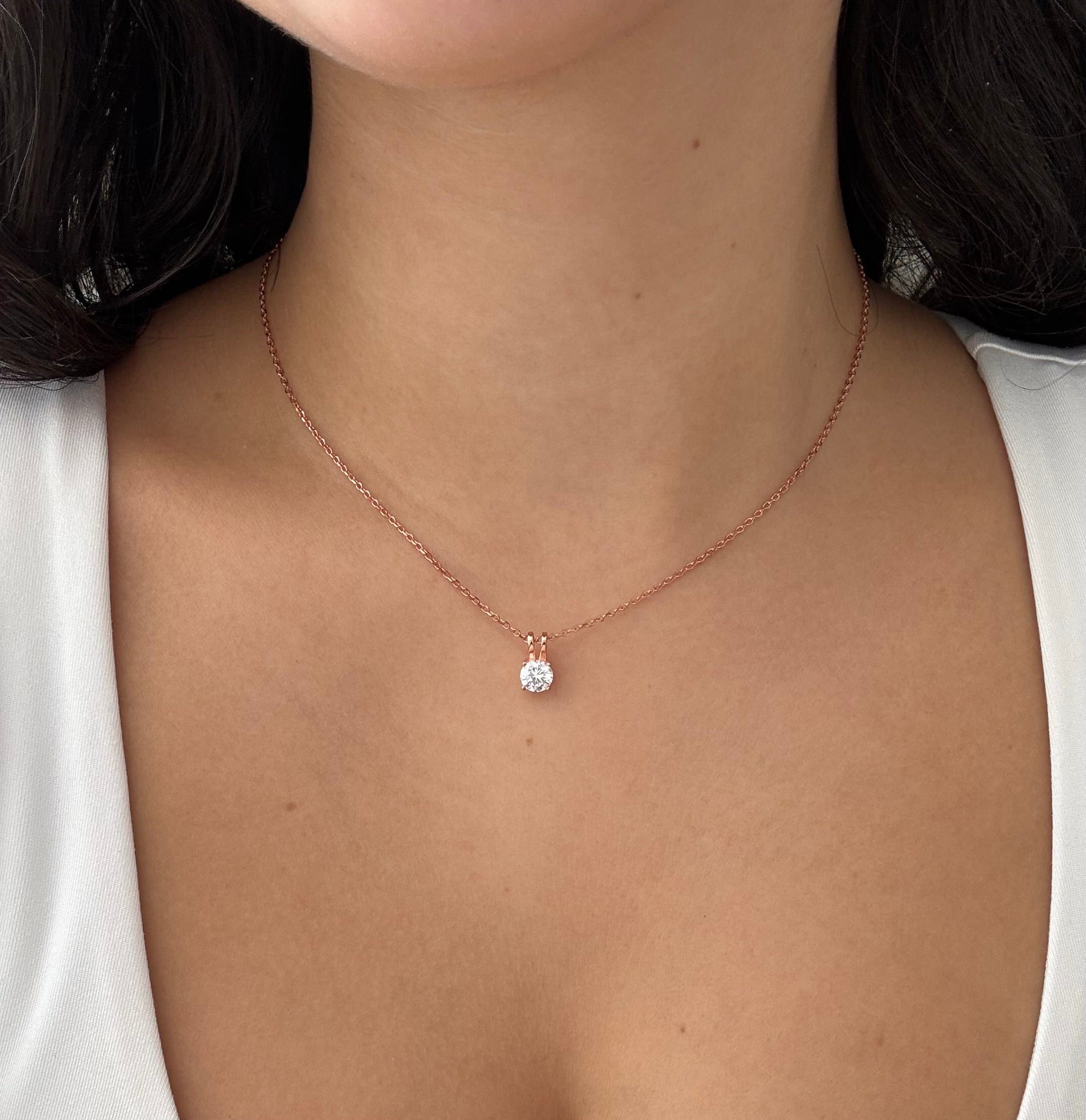 שרשרת זרקון יוקרתית- כסף אמיתי 925 בציפוי רוז גולד