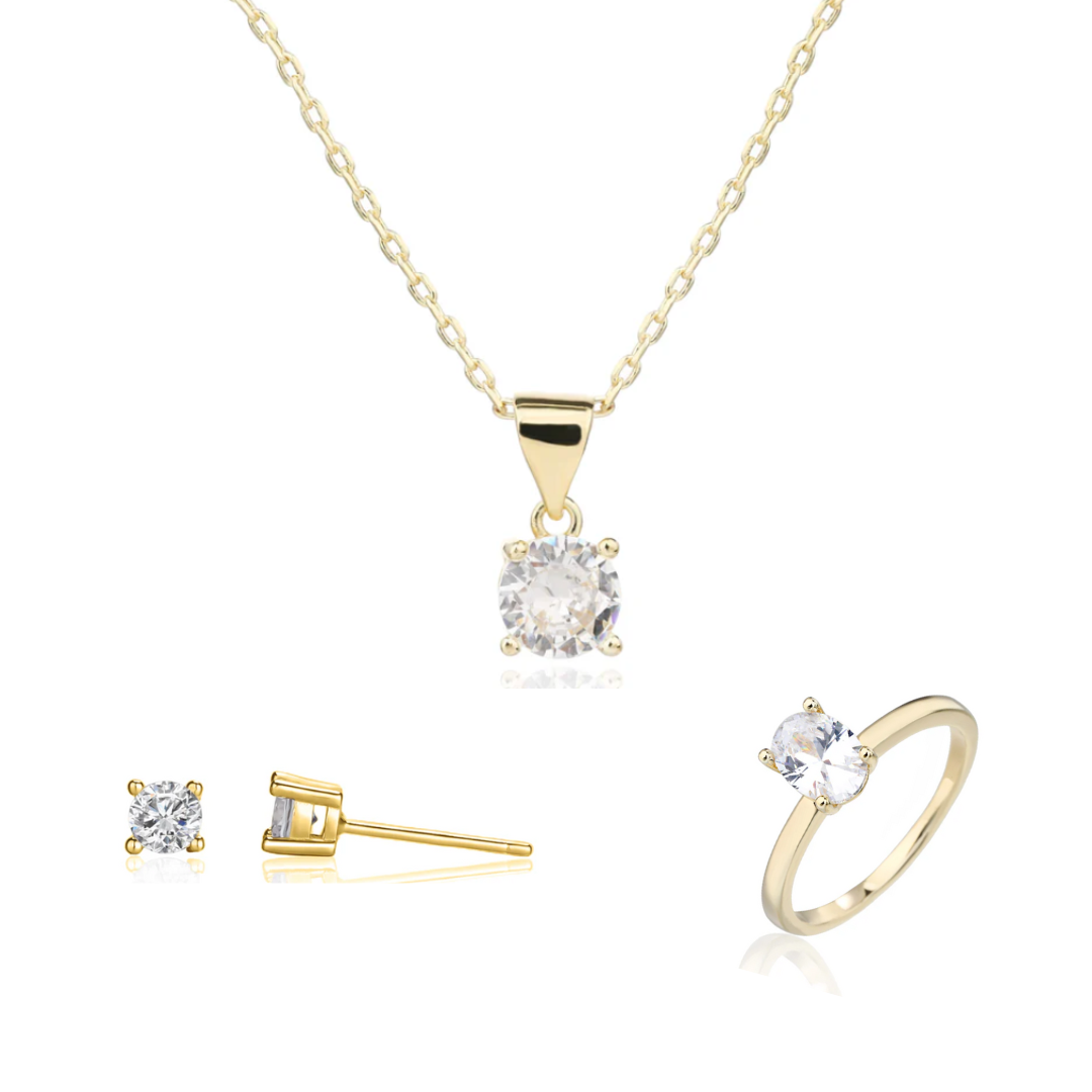 סט זרקון קלאסי זהב