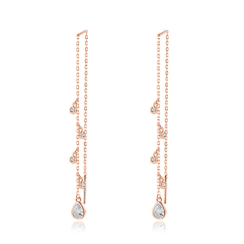 עגילי טיפות נופלות- כסף אמיתי 925 בציפוי רוז גולד