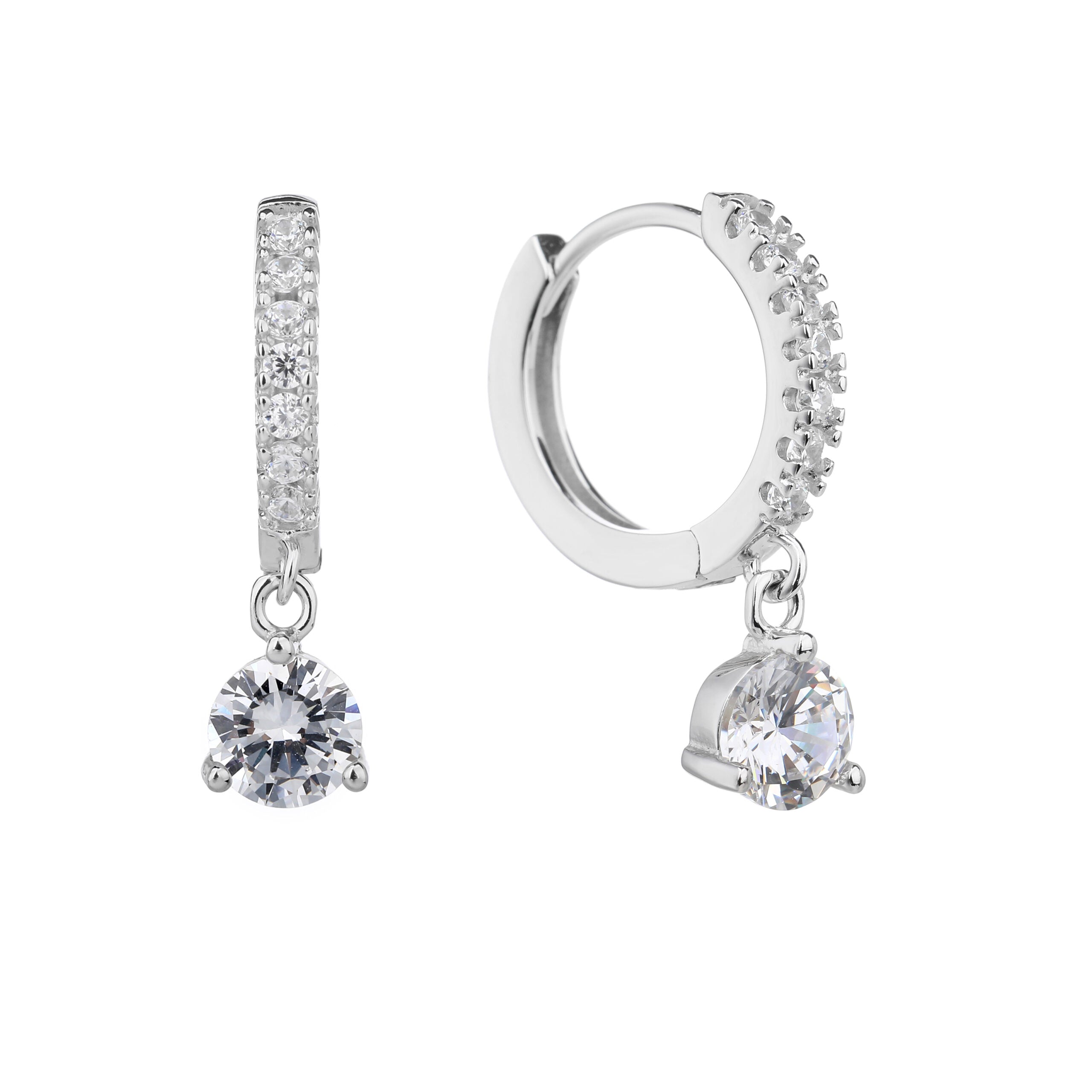 עגילי חישוק הזרקון- כסף אמיתי 925