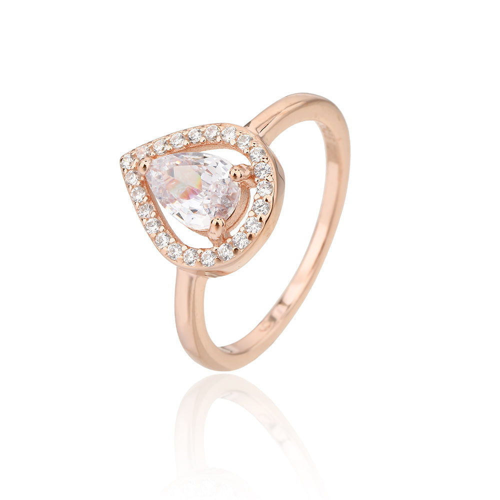 טבעת טיפת אהבה- כסף אמיתי 925 בציפוי רוז גולד