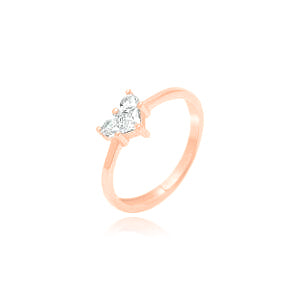 טבעת זרקון לב- כסף אמיתי 925 בציפוי רוז גולד