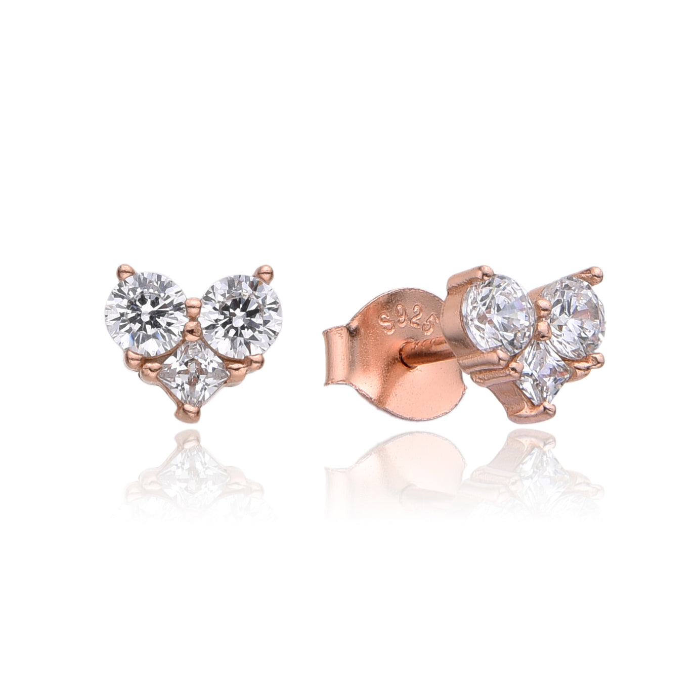 סט לבבות- כסף אמיתי 925 בציפוי רוז גולד