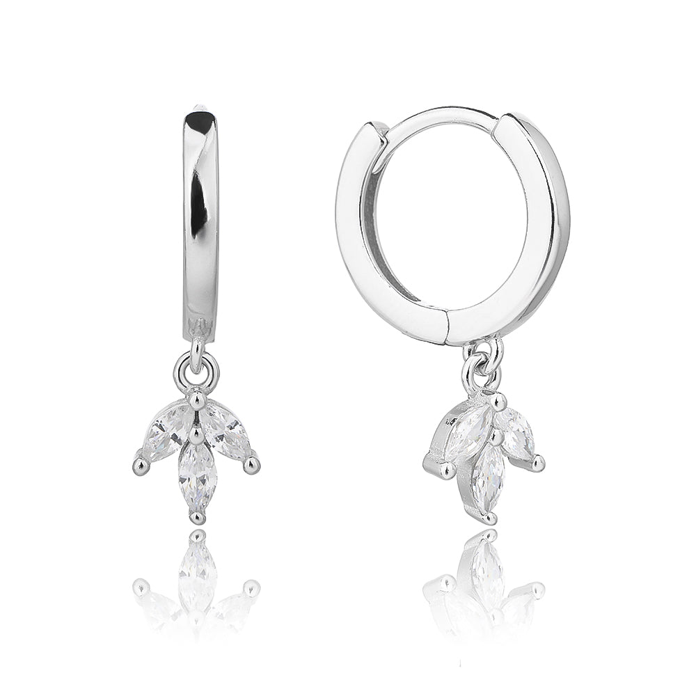 עגילי חישוק לוטוס- כסף אמיתי 925