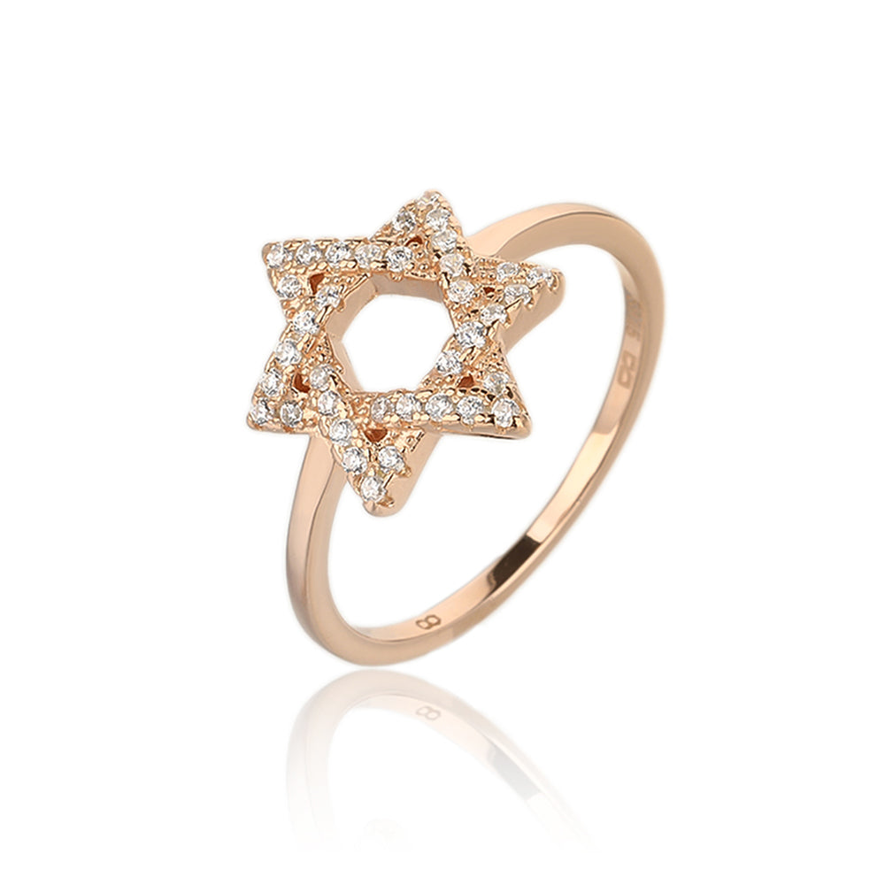 טבעת מגן דויד – כסף 925 בציפוי רוז גולד