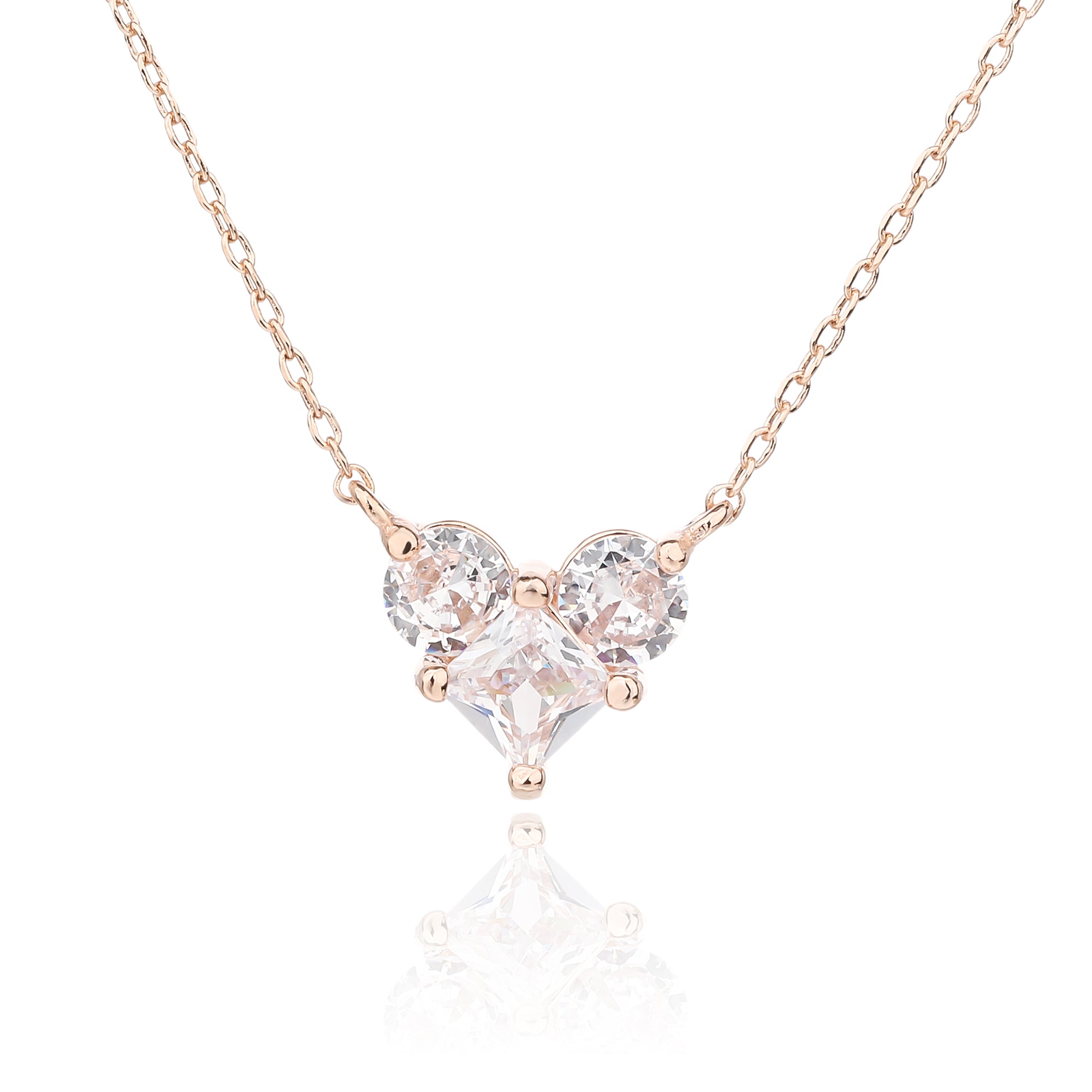 סט לבבות- כסף אמיתי 925 בציפוי רוז גולד