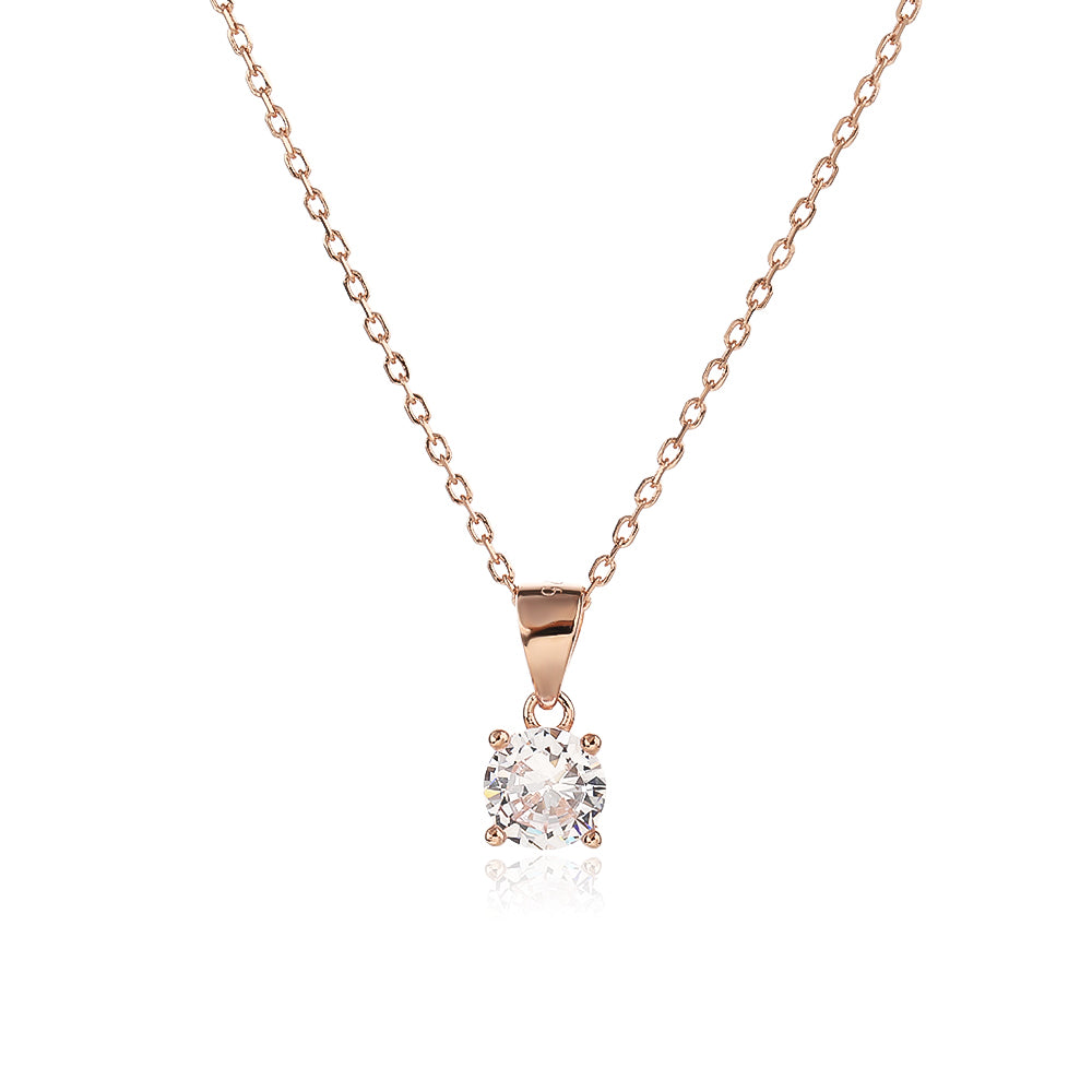 שרשרת זרקון קלאסית- כסף אמיתי 925 בציפוי רוז גולד