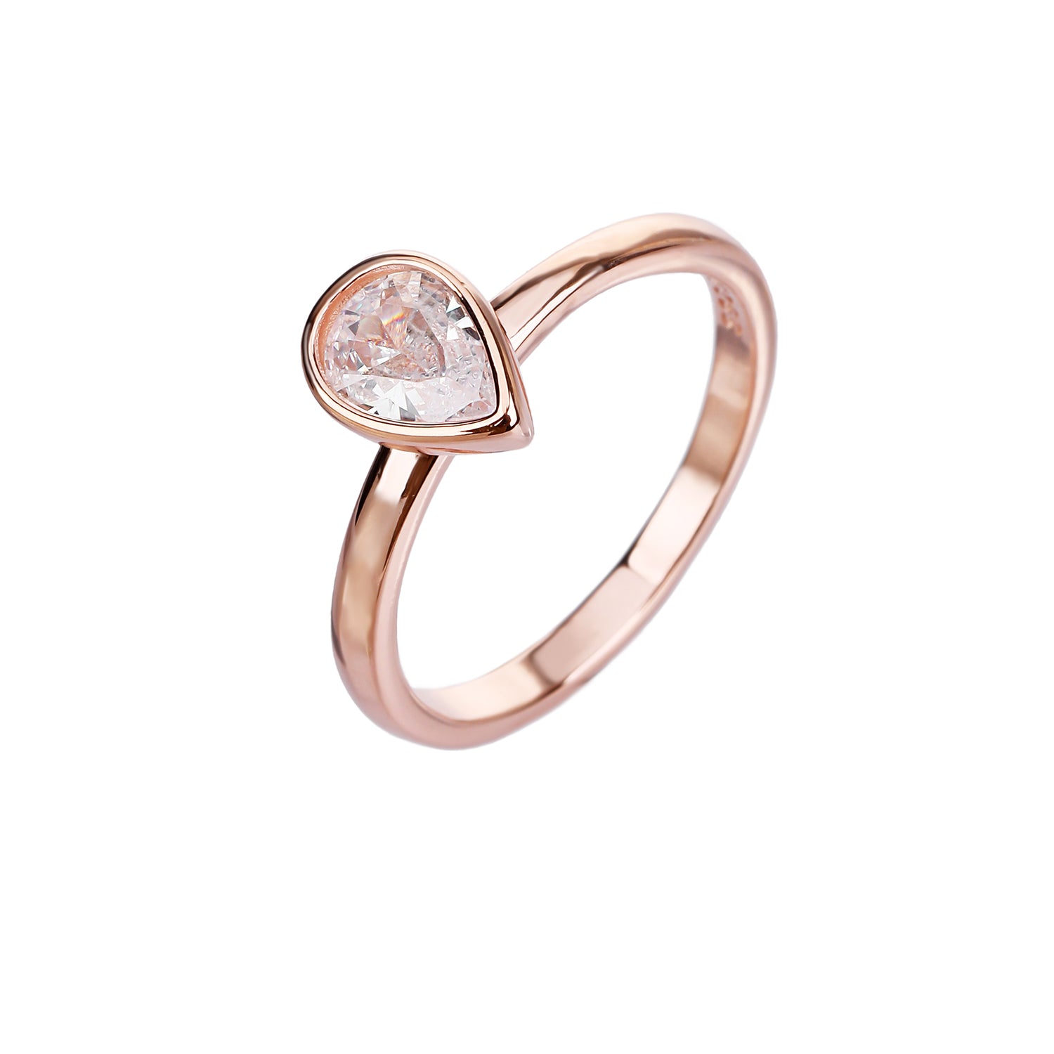 טבעת טיפה- כסף אמיתי 925 בציפוי רוז גולד