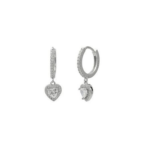 עגילי חישוק לב- כסף אמיתי 925