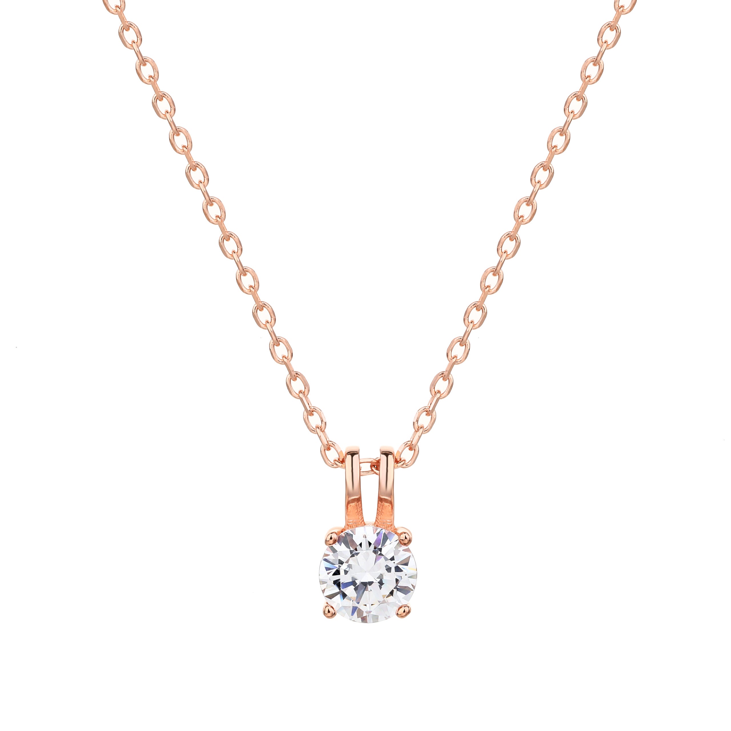 שרשרת זרקון יוקרתית- כסף אמיתי 925 בציפוי רוז גולד