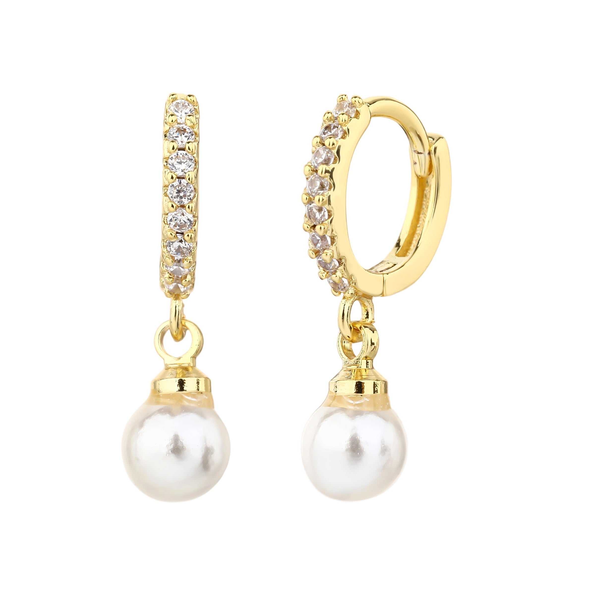 עגילי חישוק הפנינה- זהב