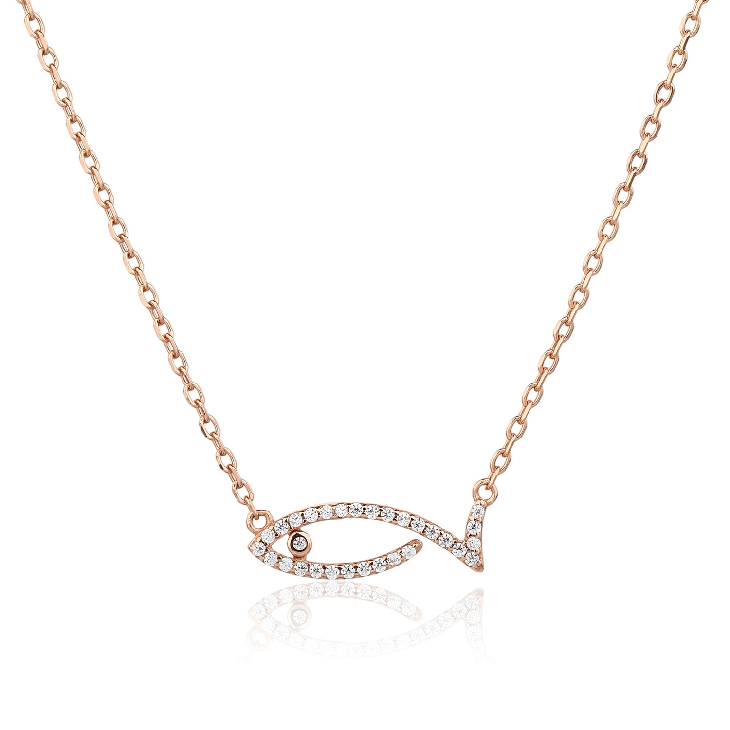 שרשרת דג- כסף אמיתי 925 בציפוי רוז גולד