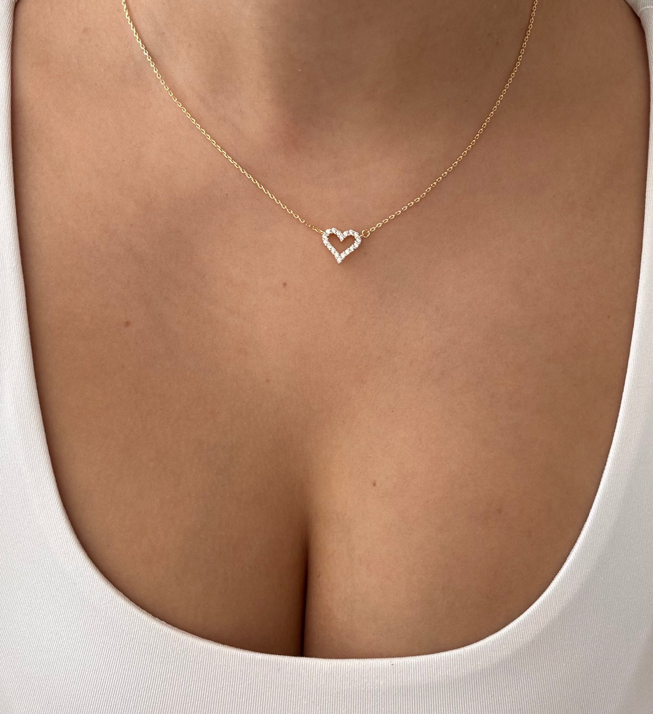 שרשרת לב פתוח- זהב