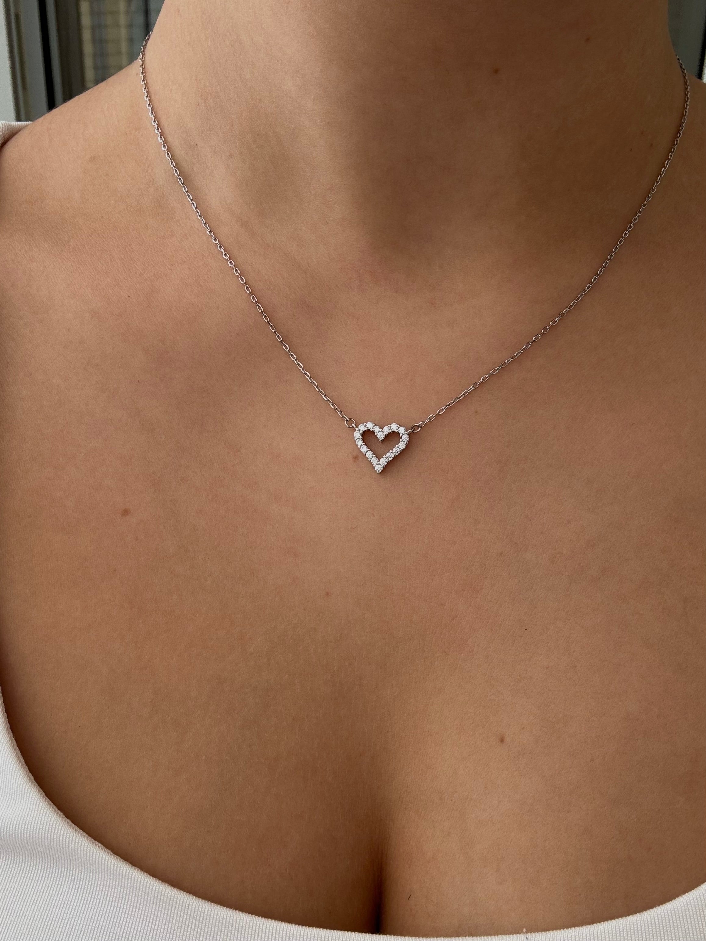 שרשרת לב פתוח- כסף אמיתי 925