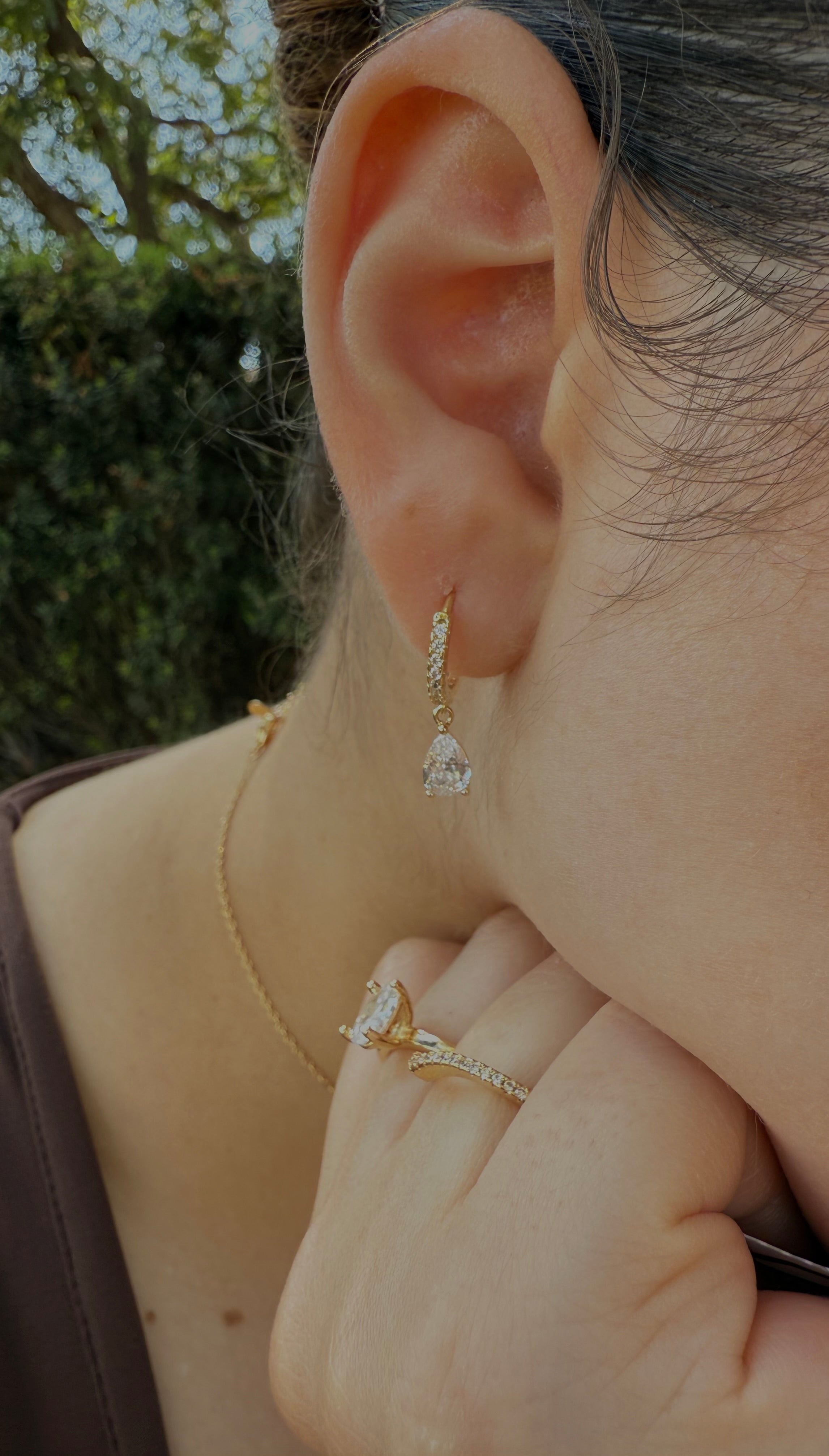 עגילי חישוק טיפה- זהב